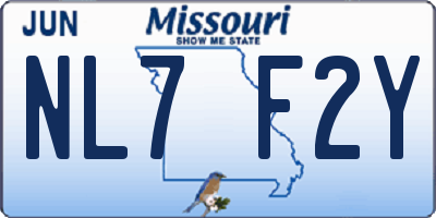 MO license plate NL7F2Y