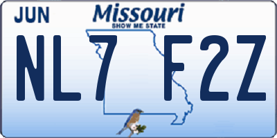 MO license plate NL7F2Z