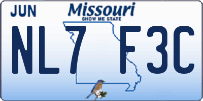 MO license plate NL7F3C
