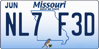 MO license plate NL7F3D