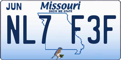 MO license plate NL7F3F