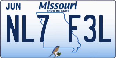 MO license plate NL7F3L