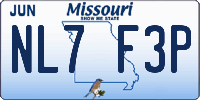MO license plate NL7F3P