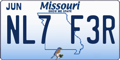 MO license plate NL7F3R