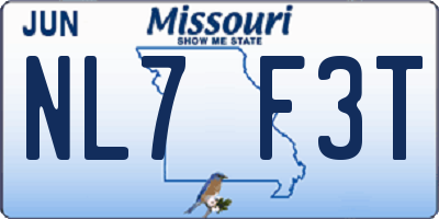 MO license plate NL7F3T