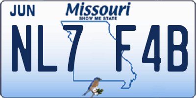 MO license plate NL7F4B