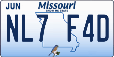 MO license plate NL7F4D