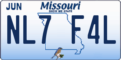 MO license plate NL7F4L