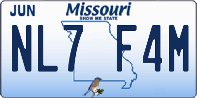 MO license plate NL7F4M