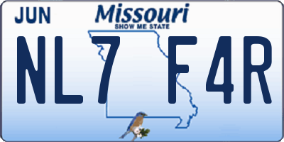 MO license plate NL7F4R