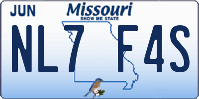 MO license plate NL7F4S