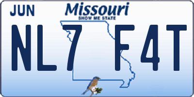 MO license plate NL7F4T
