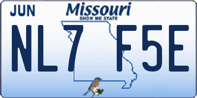 MO license plate NL7F5E