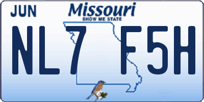MO license plate NL7F5H