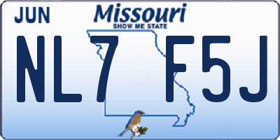 MO license plate NL7F5J