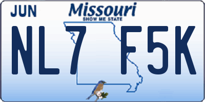 MO license plate NL7F5K