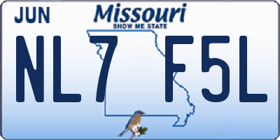 MO license plate NL7F5L