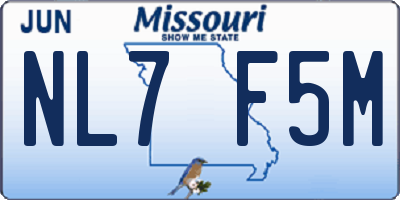 MO license plate NL7F5M