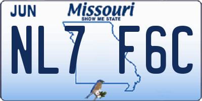 MO license plate NL7F6C