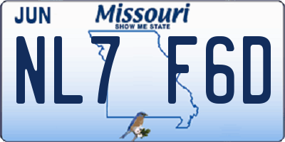 MO license plate NL7F6D