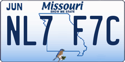 MO license plate NL7F7C