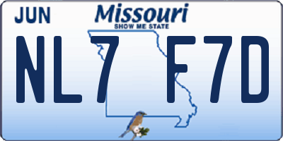 MO license plate NL7F7D