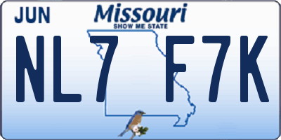 MO license plate NL7F7K