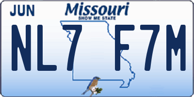 MO license plate NL7F7M