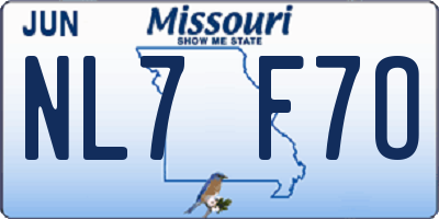 MO license plate NL7F7O