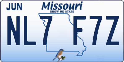 MO license plate NL7F7Z