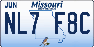 MO license plate NL7F8C