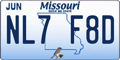 MO license plate NL7F8D