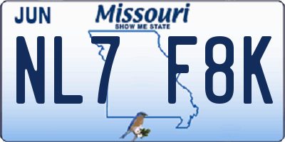 MO license plate NL7F8K