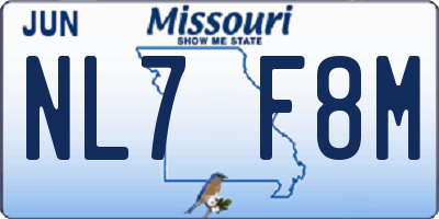 MO license plate NL7F8M