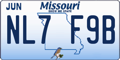 MO license plate NL7F9B