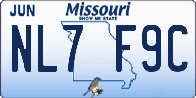 MO license plate NL7F9C