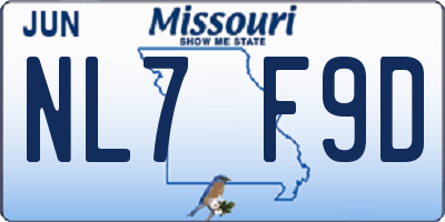 MO license plate NL7F9D