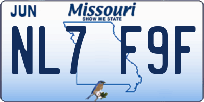 MO license plate NL7F9F
