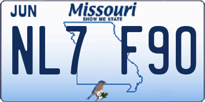 MO license plate NL7F9O