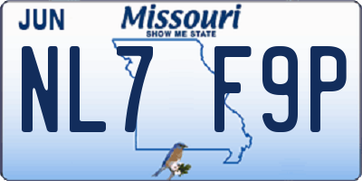 MO license plate NL7F9P