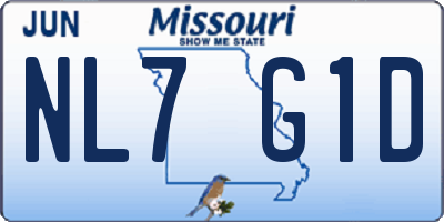 MO license plate NL7G1D
