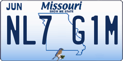 MO license plate NL7G1M