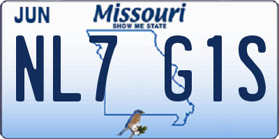 MO license plate NL7G1S