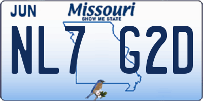 MO license plate NL7G2D
