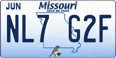 MO license plate NL7G2F