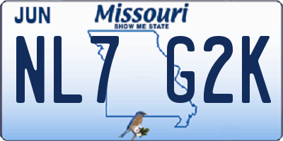 MO license plate NL7G2K