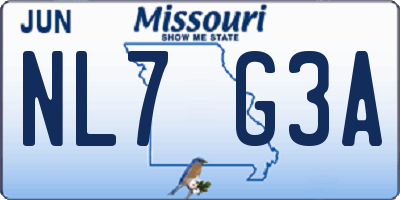 MO license plate NL7G3A