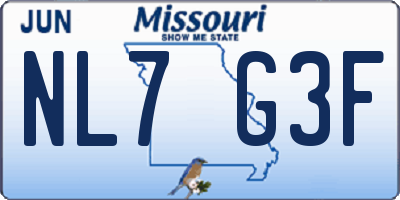 MO license plate NL7G3F