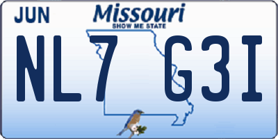 MO license plate NL7G3I