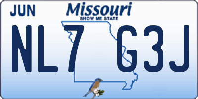 MO license plate NL7G3J